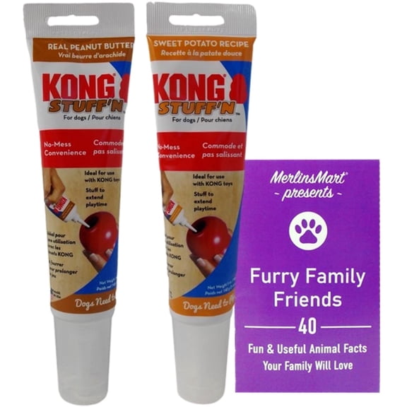 Dog Toy Fill Tubes Stuff'N 2 Flavors - (1) Each: Real Peanut Butter, Sweet Potato Spread & MerlinsMart Zine | Kong