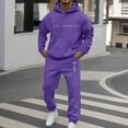 thumbnail image 2 of Valora Men's Suit Set for Everyday Casual Wear Two Piece Hooded Sports Ensemble with Raglan Sleeves and Pants for Autumn Winter Dark Purple 2XL, 2 of 4