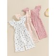 thumbnail image 4 of Aojekbee Little Girl Summer Romper Casual Floral Print Ruffle Jumpsuit Pants for Newborn Toddler Cute Clothes, 4 of 10