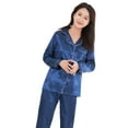 thumbnail image 2 of Women Silk Satin Pajamas Set Couples Solid Color Long Sleeve Sleepwear Suit, 2 of 7
