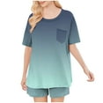 thumbnail image 4 of cfhntfmh 2 Piece Casual Sets for Women Loose Half Sleeve Round Neck Lounge Tees Casual Summer Print Baggy Shorts Outfits, 4 of 6