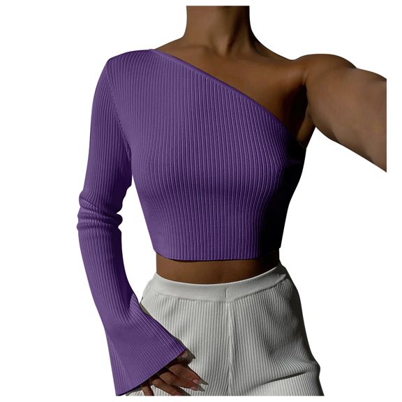 Aayomet Bustier Tops For Women Women's Graphic Print Long Sleeve Tee Casual T Shirt Top,Purple S