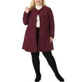 thumbnail image 2 of Agnes Orinda Women's Plus Size Coat Stand Collar Double Breasted Trendy Winter Coats Jackets with Pockets 1X Burgundy, 2 of 6