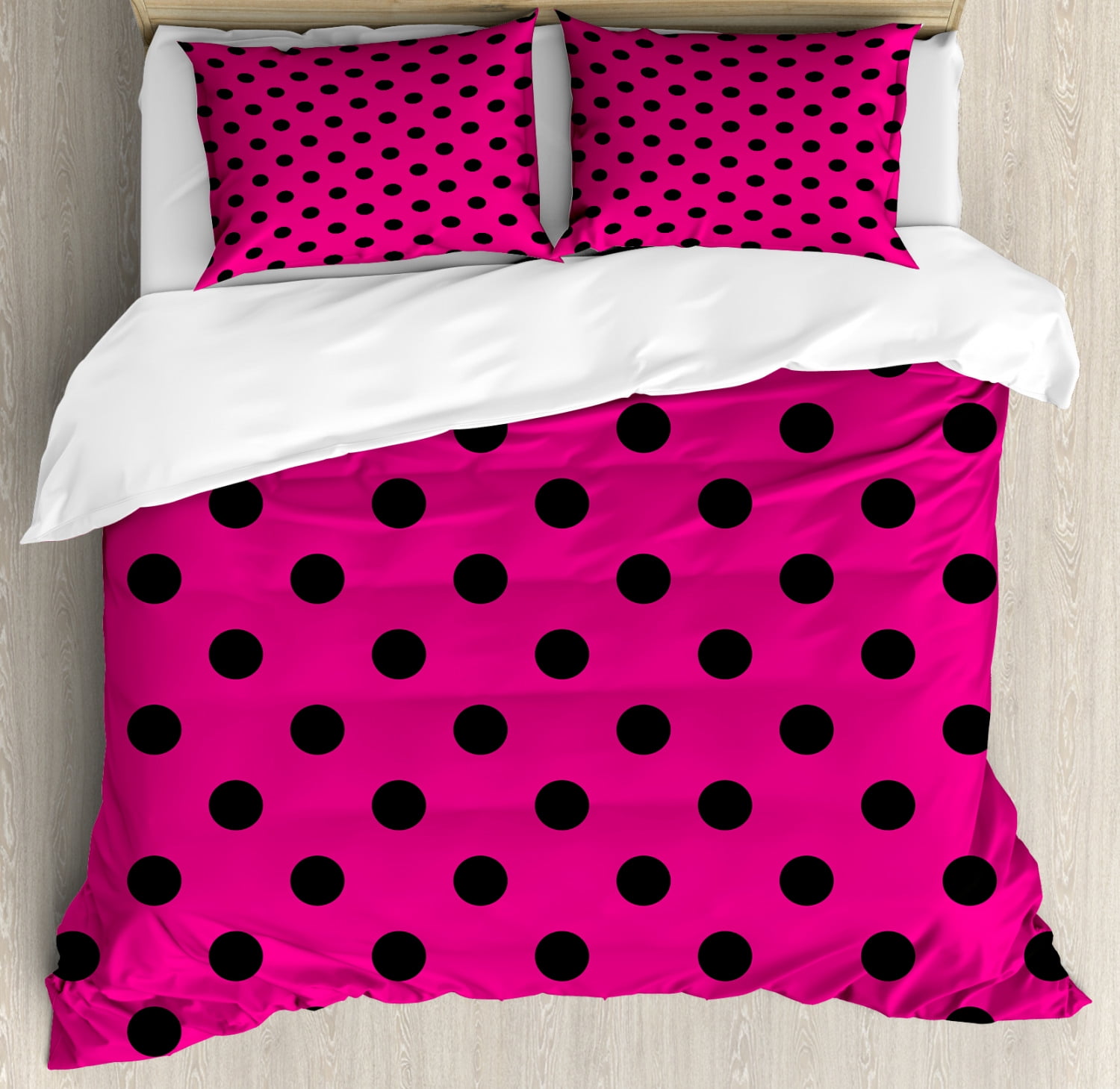 Polka Dots Peach and Black Classic Dot Feminine Decor Pink Print 100% Cotton Sateen 30in x 24in Flange Sham Roostery Pillow Sham