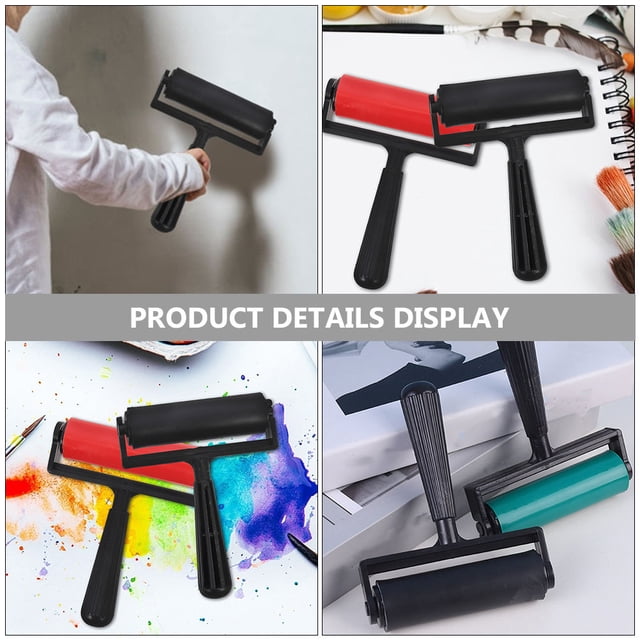 DEEPCRAFF 2Pcs Multi-Function Printmaking Rollers with Ergonomic Handle for Craft Ink Rubbing