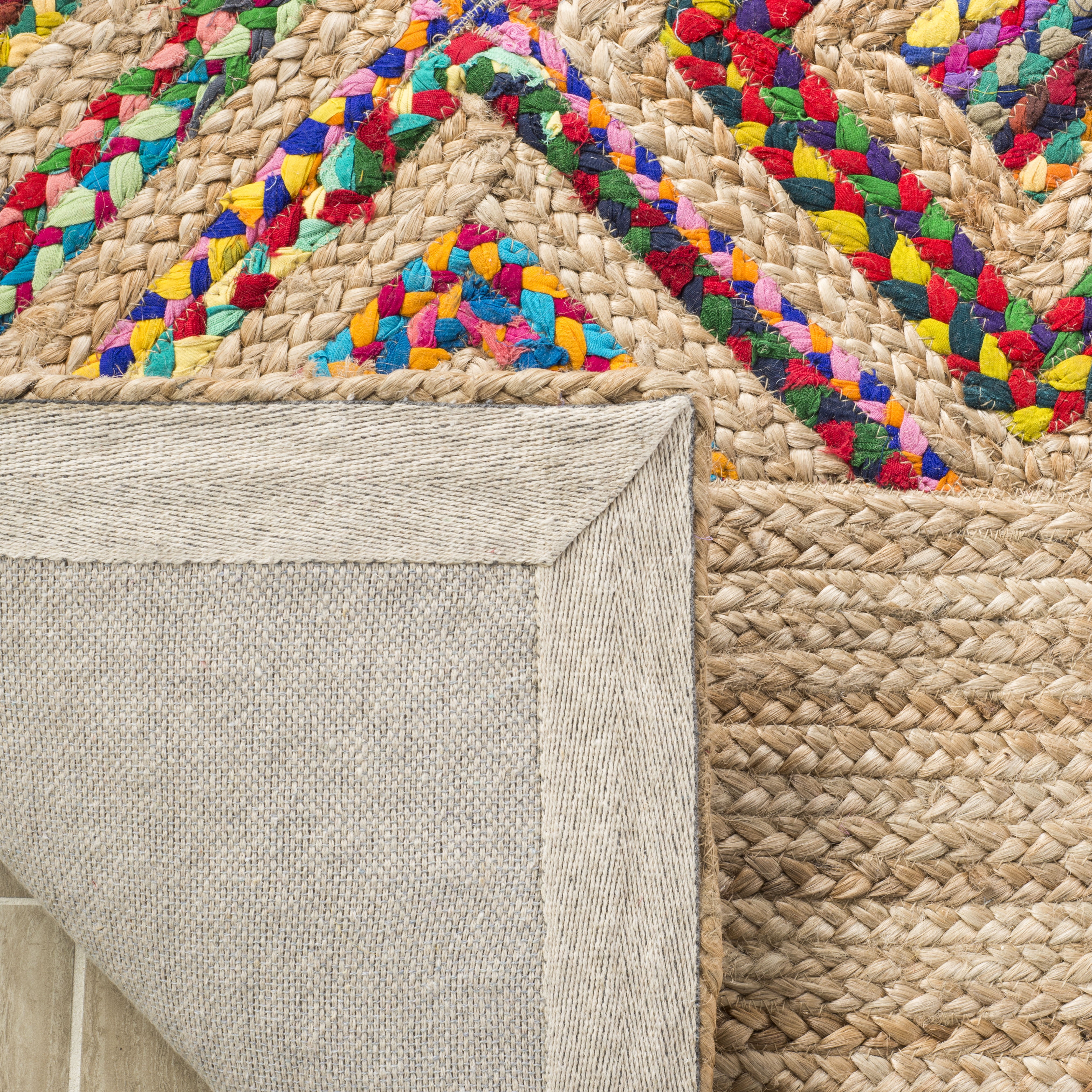 SAFAVIEH Natural Fiber Codie Geometric Braided Area Rug, Natural/Multi, 8' x 10'