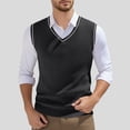 thumbnail image 2 of Sweater Vest Men's Sleeveless Knitted Vest V Neck Knitted Vest Spring Plain Sleeveless Knitted For Men Large T Shirts for Men Men Tall Shirts Mens Compression T Shirt Tall Size Shirts for Men Tops for, 2 of 4