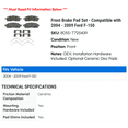 thumbnail image 2 of Front Brake Pad Set - Compatible with 2004 - 2009 Ford F-150 2005 2006 2007 2008, 2 of 2