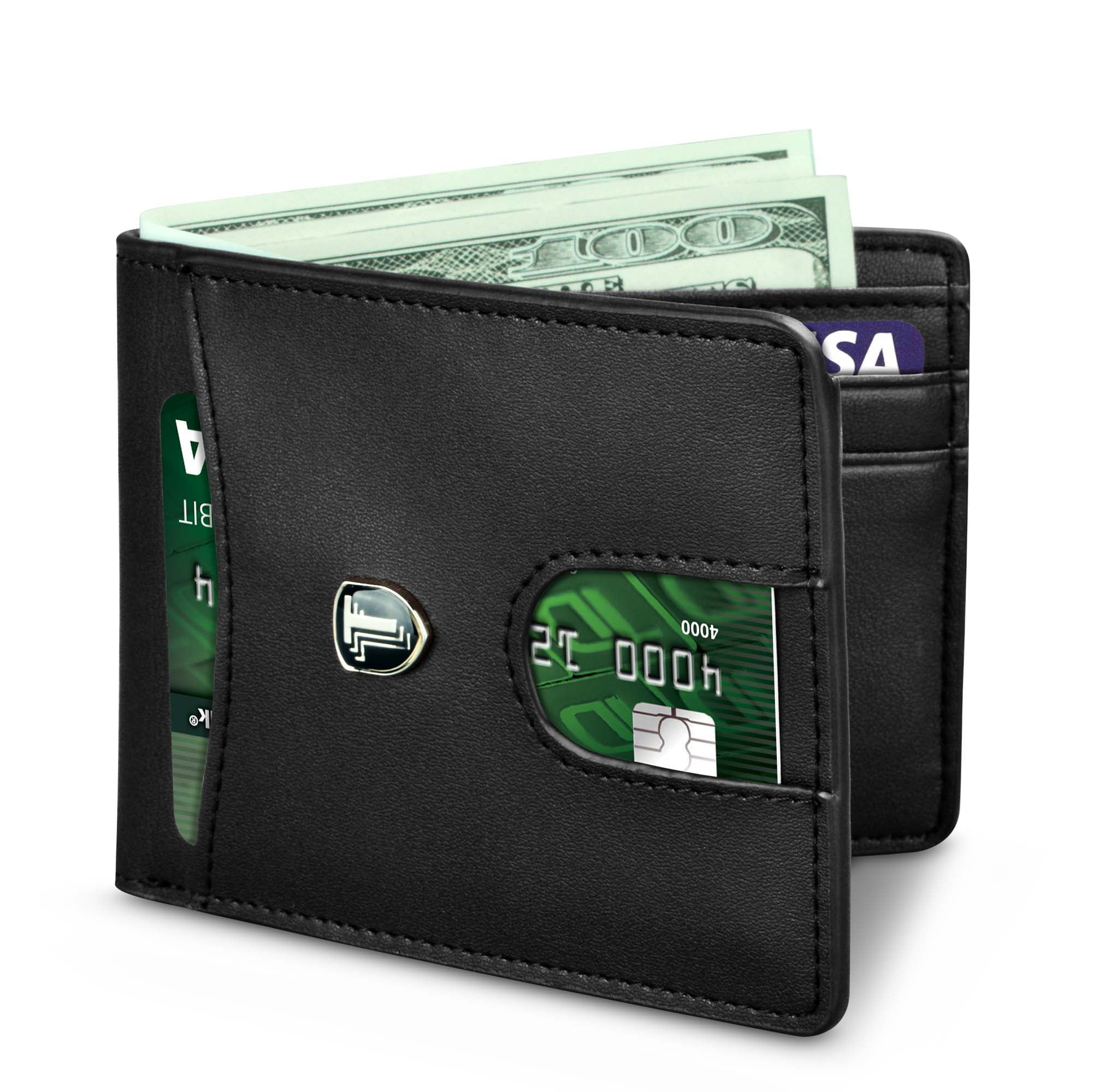 Njjex Genuine Leather Wallet - Mens Wallets slim Front Pocket Bifold ID Window RFID Blocking ...