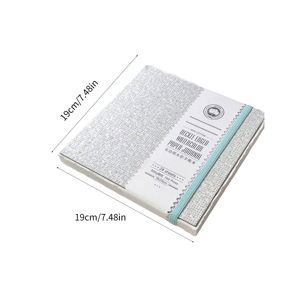 Portable Watercolor Sketchpad 24 Sheets 300GSM Paper Watercolor Paper Pad Elastic Band Closure for Sketching Painting