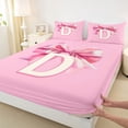 thumbnail image 4 of Erosebridal Girls Bowknot Personalized Gifts Bed Sheets,Pink Alphabet D Print King Sheets For Kids 4-Piece, 4 of 6