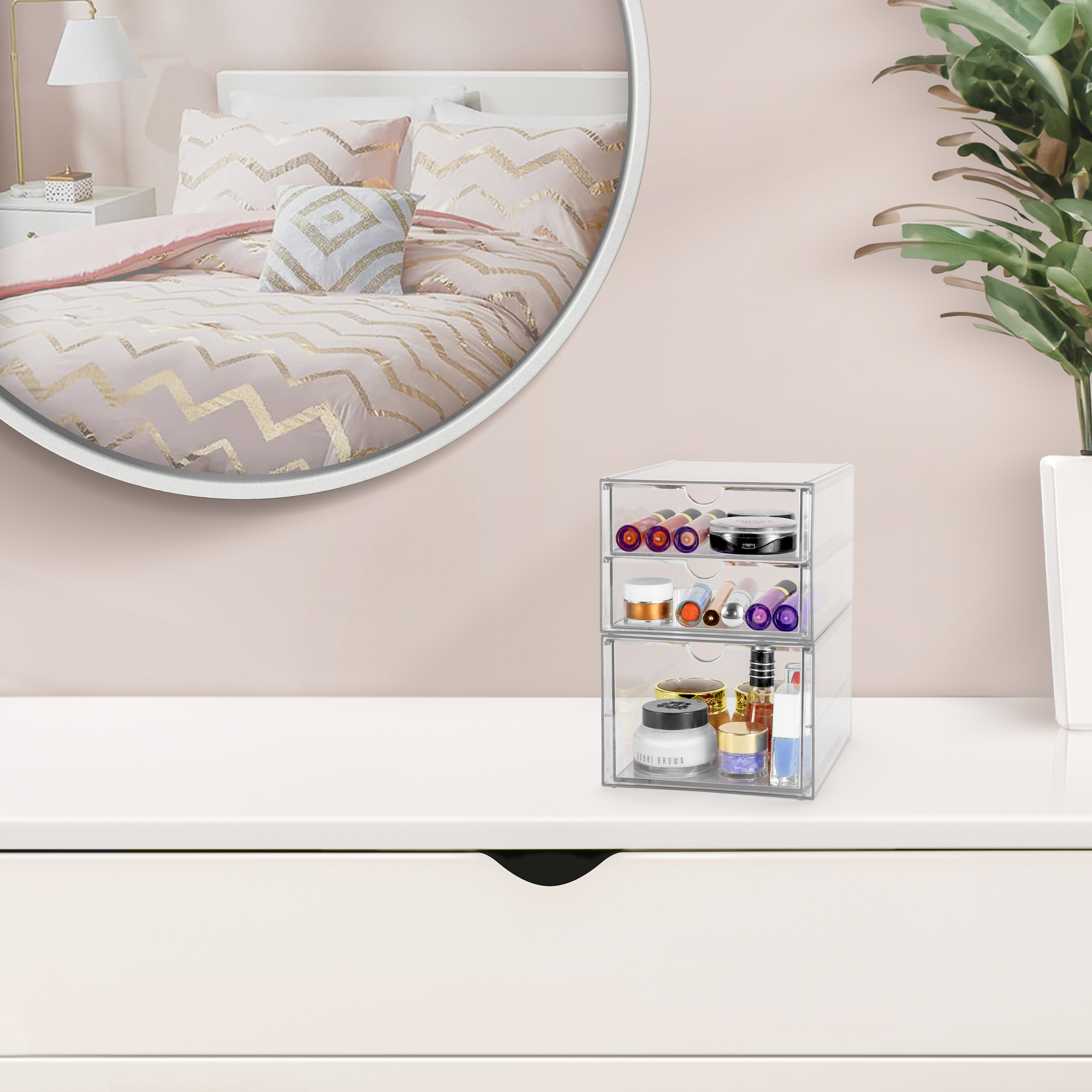 Sorbus Clear Acrylic Makeup Organizer, 3 Drawer, 2-Piece photo 3