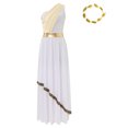 thumbnail image 3 of Jhaoyu Costume de Performance Cosplay Grecque Antique pour Femmes, Robe à une Épaule avec Couvre-Chef Champagne L, 3 of 6