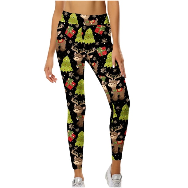 Leggings Navideños Para Mujer Pantalones de Yoga Pantalones de Entrenamiento de Elasticidad Con Estampado Para Correr Odeerbi ODB192334