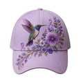 thumbnail image 4 of Under$8 Sun Hat Women Breast Cancer Awareness Baseball Cap Embroidered Hummingbird & Colorful Wildflower Print Hat Ribbon Design Support Headwear for Daily Outdoor Gsakboxl, 4 of 4
