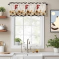 thumbnail image 2 of Farmhouse Valance Curtain Vintage Farm Chicken Sunflowers Black Plaid Linen Window Valances Rod Pocket Short Curtains Window Treatments for Kitchen Bedroom Bathroom Laundry 56" x 16", 2 of 9