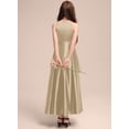 thumbnail image 3 of Drtj 2-14T Junior Flower Girl A-line Scoop Asymmetrical Satin Wedding Bridesmaid Cascading Ruffles Dress, 3 of 6