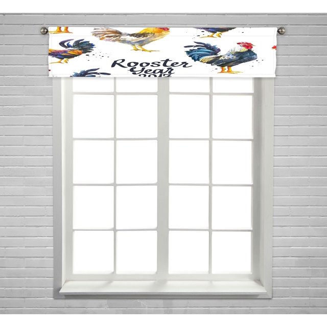 Pájaro Diferentes Poses Bosquejo Realista ABPHQTO Gallo Blanco Ventana Cortina Cenefa Rod Pocke 30x130 cm