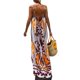 thumbnail image 4 of Vestido de verano europeo y americano, sin mangas, sin cuello, de cintura alta, estampado, pintado, con tirantes grandes Marrón, 4 of 6