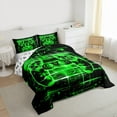 thumbnail image 4 of Homewish Chic Game Console Full Size Comforter Sets, Black Green Cartoon Bedding Comforter Set, Teens Kids Boys Child Reversible Bedding Sets, Lightweight Room Decor, 3-Piece, 4 of 9