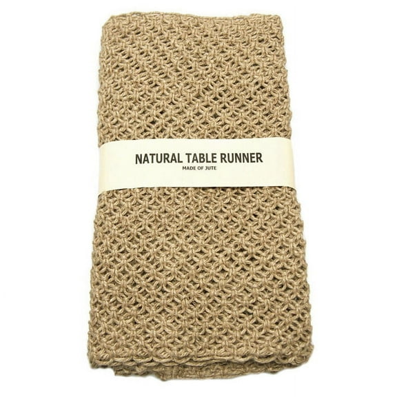 Braided Mesh Burlap Table Runner, Natural, 14-inch