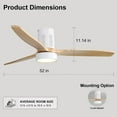 thumbnail image 3 of Sofucor 52 In Ceiling Fan Flush Mount Modern Wood Blades With Light Remote - 6 Speed, LED, 3 of 9