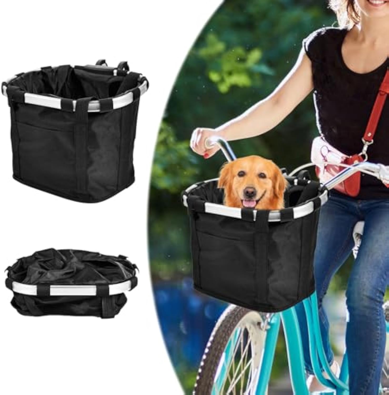 Bike Basket for Small Dogs 10lb Folding Removable Front Bicycle
