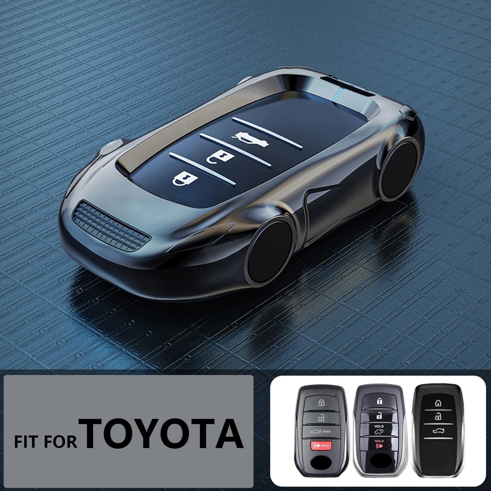 Key Cover Case, Zinc Alloy Key Fob Case Shell Compatible with Toyota Venza RAV4 Prime Sienna Land Cruiser Fortuner Mirai Grand Highlander Prius Collora 2019-2024