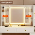 thumbnail image 4 of Vanity Table with 5 Drawers & Shelves & 8 Necklace Hooks ,Makeup Vanity with Sliding Mirror and Lights,with Charging Station & 3-Layer Jewelry Box,White Vintage Vanity Desk, 4 of 9