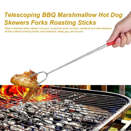 

ACOUTO Skewers Forks 5Pcs Telescoping BBQ Hot Dog Skewers Forks Roasting Sticks Camping