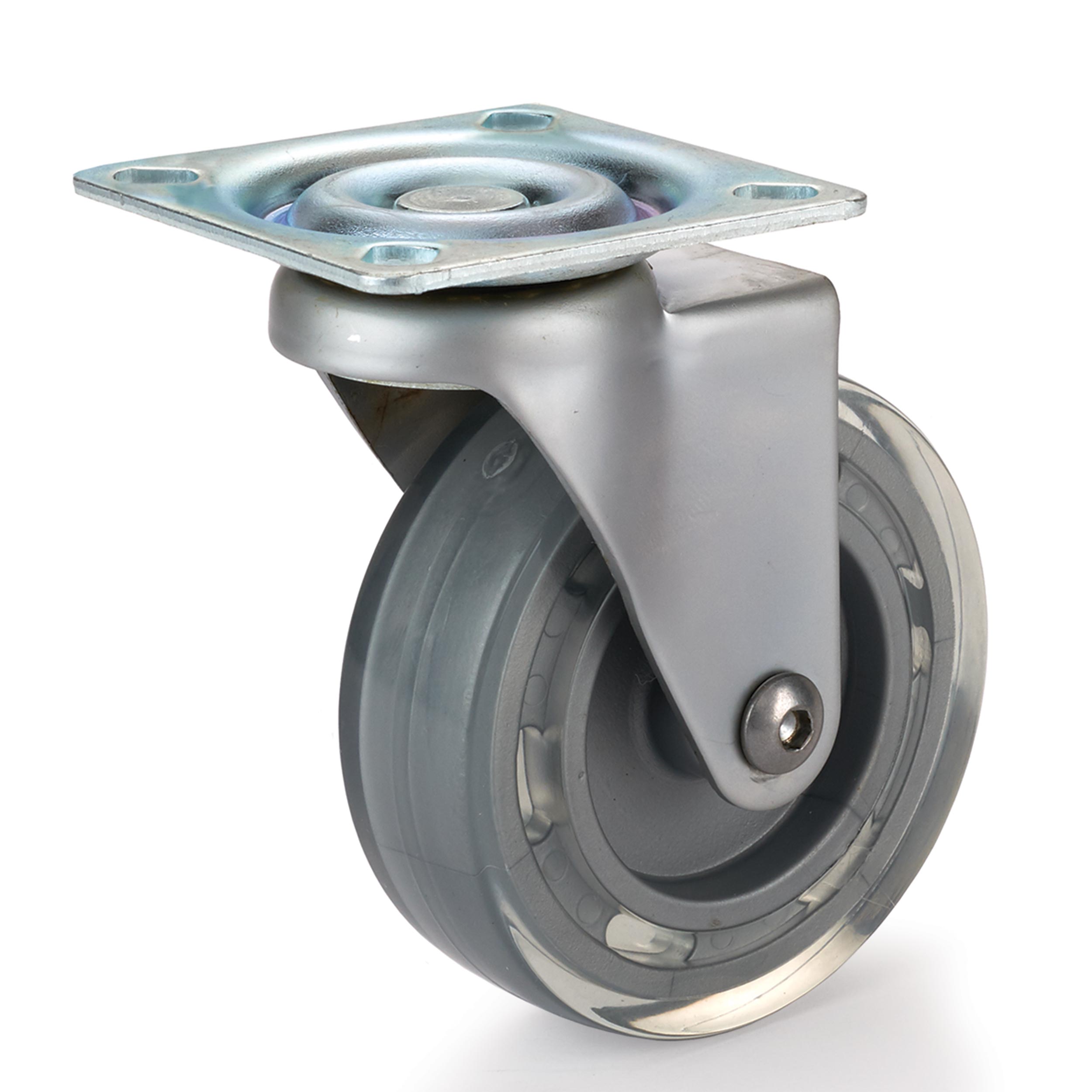 Selby Skate Wheel Casters with Flat Tread Wheel, Translucent, NonBrake