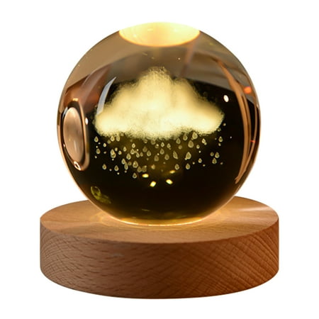 

Kinaerty Faux Crystal Ball Night Light with Wooden Base 3D Engraved Solar System Planet Clear Globe Sphere Bedside LED Lamp Desktop Decoration Birthday Gift