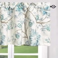 thumbnail image 2 of Short Floral Curtains Valance for Bedroom, Vintage Blue Flower Pattern Rod Pocket Drapery for Office, Single Panel Linen Textured Window Covering (52 Inch Wide by 12 Inch Length), 2 of 6
