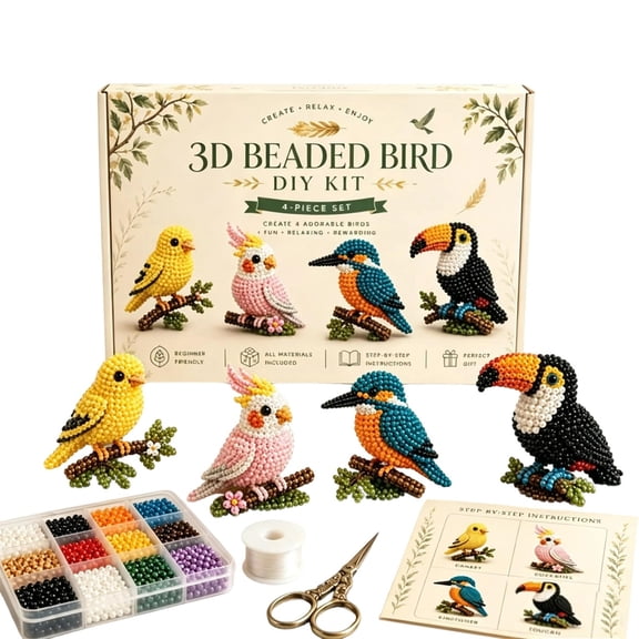 Creative Beaded Mini World 3D DIY Kit Collection, Tiny 3D Beaded Animal DIY Kit, Petite Beaded Animal Craft Kit, DIY Creative Jewelry Art Craft, Gifts for Craft Lovers