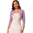 thumbnail image 1 of Cárdigan Cortas De Manga Larga Floral Allegra K Transparente Para Mujer Morado claro L, 1 of 6