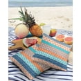 thumbnail image 3 of Outdoor Pillow Covers Pack of 2, Bohemian Orange Blue Geometric Striped Waterproof Throw Pillowcase Cushion Cases, Abstract Tribal Decorative Pillow Cover for Couch Sofa Home Bed Patio, 3 of 6