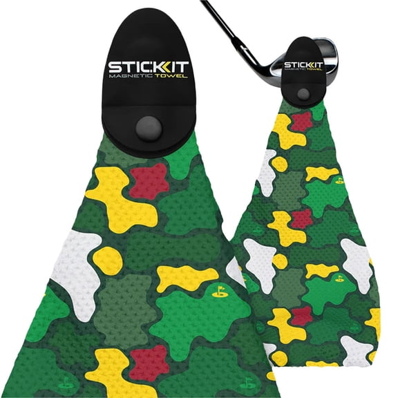 Stick It Golf Magnetic Golf Towel Camo/Augusta Green Towel New