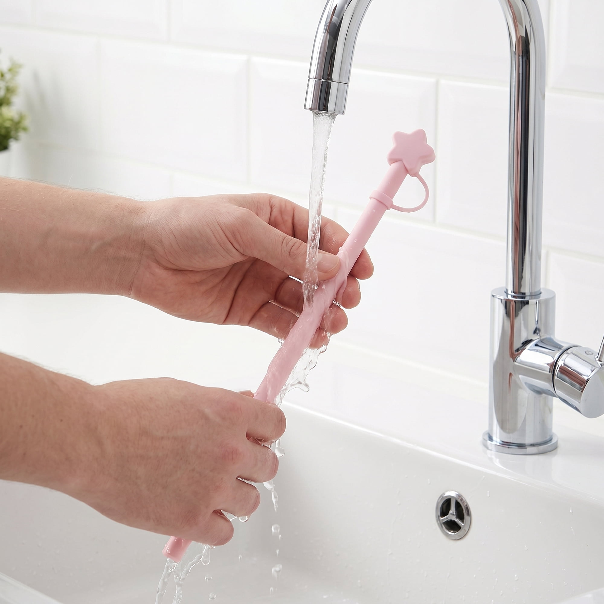Unique Bargains 6Pcs Reusable Silicone Straws Drinking Straws Light Pink