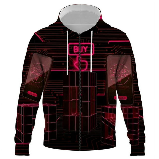 Sudadera con capucha y cremallera para hombre, suéter holgado de gran tamaño con impresión 3D y nueva tecnología digital, estilo urbano, primavera y otoño