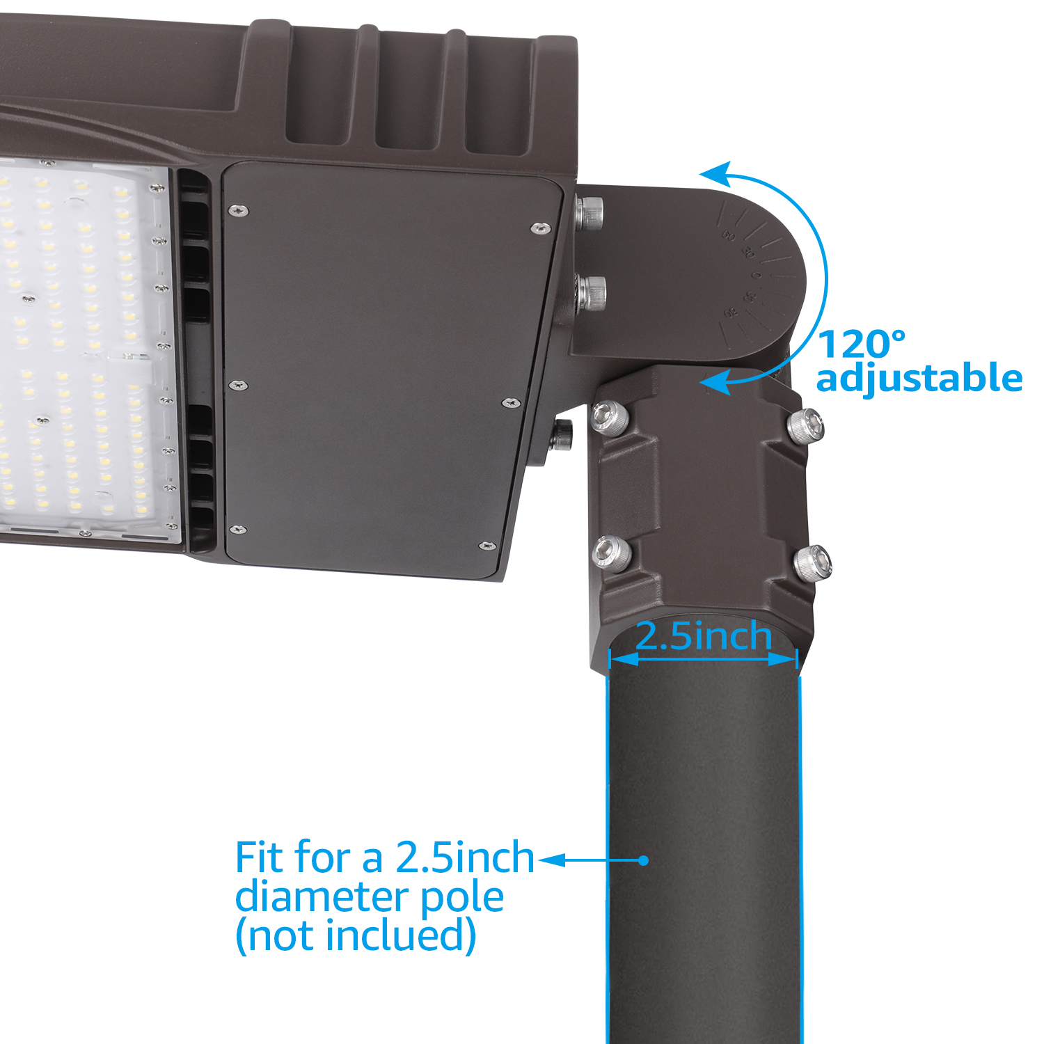LEONLITE 150W LED Parking Lot Light, UL Listed Dusk to Dawn Area Light with Photocell, IP65 Waterproof Slipfitter Mount Shoebox, 5000K Daylight for Driveway, Street, Playground, Shorting Cap Included - image 3 of 7