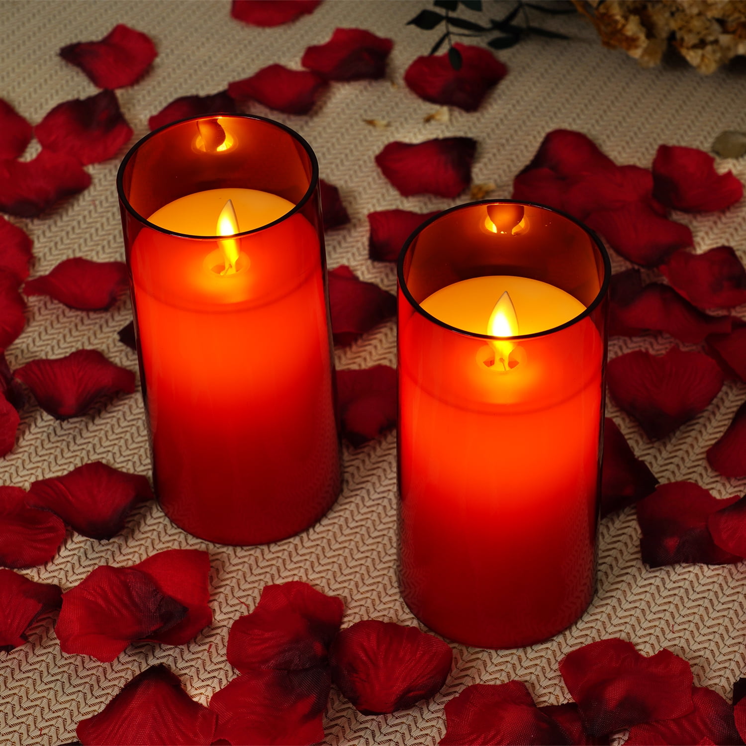Amagic Red Flickering Flameless Candles for Valentine, Unbreakable