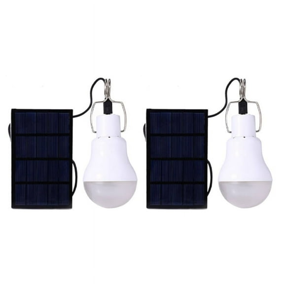 2X Solar Panel Powered LED Bulb Light Portable Outdoor Camping Tent Energy Lamp 15W