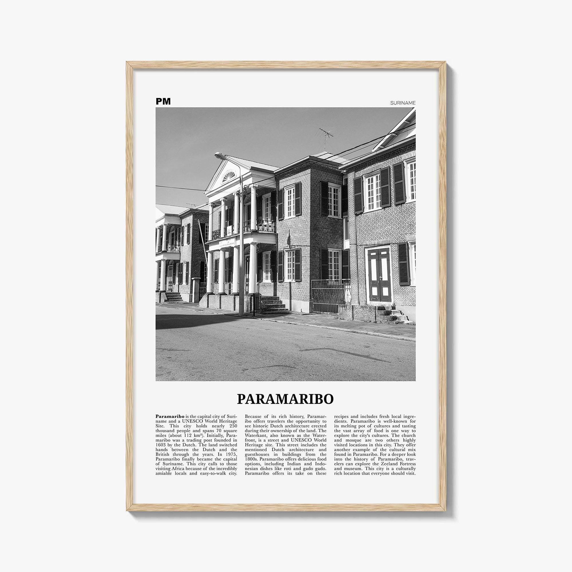 Paramaribo Black And White Suriname Travel Colonial Architecture Travel Wall Art Poster , Poster Print Only