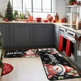 thumbnail image 4 of Black Snowman Snowflake Christmas Kitchen Rugs and Mats Set of 2, Winter Home Decor Low-Profile Floor Mat Decorations for Home Kitchen 17"x47"+17"x30", 4 of 6