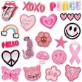thumbnail image 1 of Paquete de 20, serie rosa, lindos parches bordados para planchar y coser para chaqueta, sombrero, mochila y jeans, 1 of 5