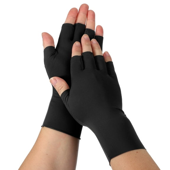Uxcell Sun Protection Gloves, Half Finger Summer Hand Protection Gloves Breathable Touchscreen Fingerless Mittens, Balck & Nylon Ice Silk