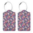 thumbnail image 3 of Naloa colorful Skull flower daisy Luggage Tag for Suitcase Leather Baggage Tag with Stainless Steel Loop Privacy Cover for Women Men Girls-1, 3 of 5