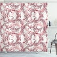 thumbnail image 1 of Ambesonne Floral Shower Curtain, Sketchy Leaves Petals, 69"Wx84"L, Maroon Coral and White, 1 of 3