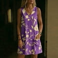 thumbnail image 6 of Summer Dresses for Women Plus Size Floral Printed V-Neck Sleeveless Casual Summer A-Line Loose Dress with Pockets, 6 of 8