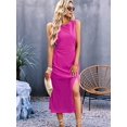 thumbnail image 3 of Womens Casual Dresses Solid Color Dress Long Sleeveless Vest Skirt Summer Temperament Waist Cinching Rose Red XL, 3 of 8